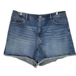 Sofia Vergara Blue Denim Jeans Cutoff Shorts Size 14 Frayed Hem High Rise Chi
